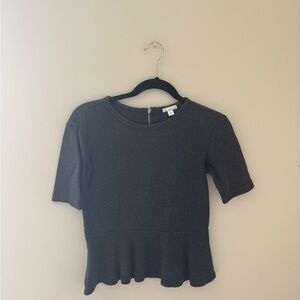Peplum Short Sleeve Top - Dark Grey